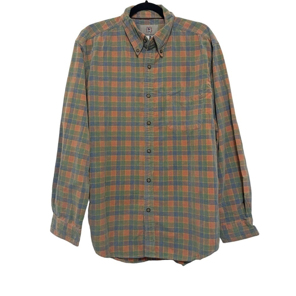 Vintage The Territory Ahead Corduroy‎ Checkered Red & Green Button Down Shirt